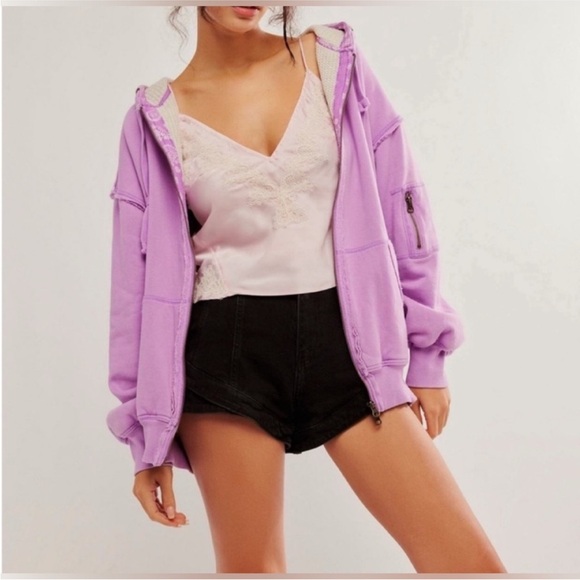 NWOT Free People We the Free By Your Side Lined Hoodie - bubble tea - S, M - Picture 2 of 9
